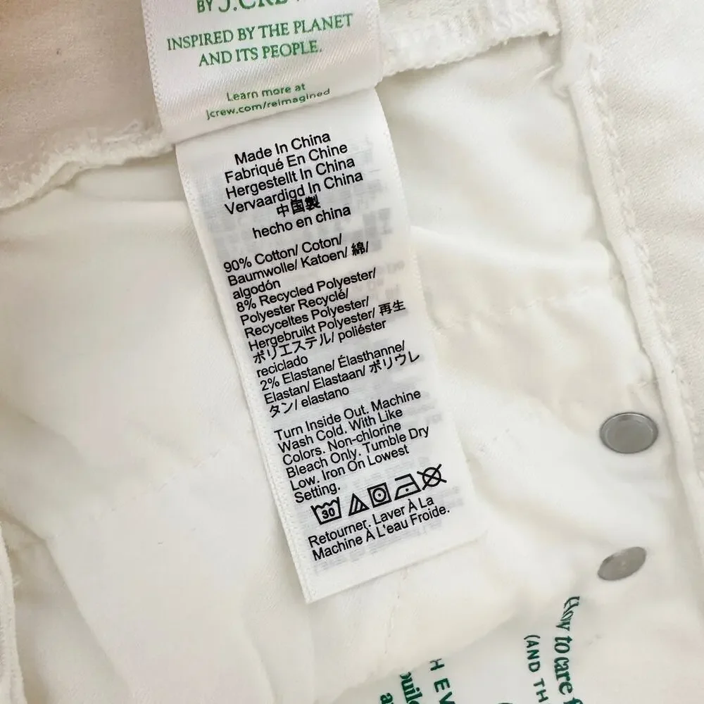 J.Crew Petite Curvy Vintage Straight Slim Jeans High Waisted White US 30 NWT